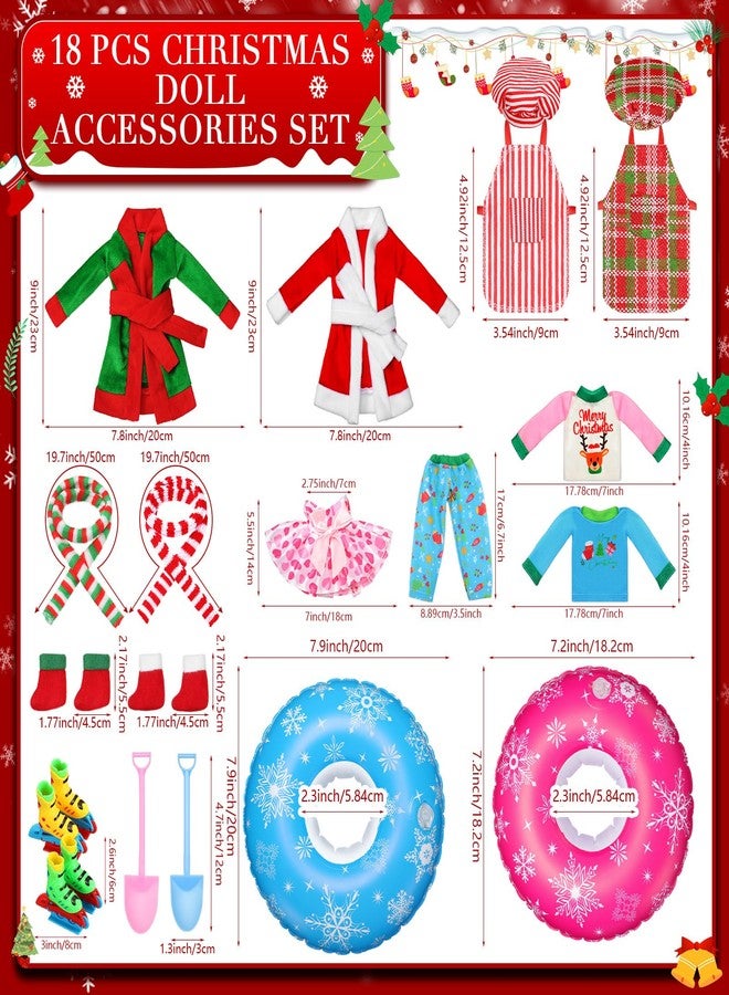 Cutecrop مجموعة إكسسوارات دمى عيد الميلاد من كيوت كروب، 20 قطعة، تتضمن ملابس عيد الميلاد على شكل أنبوب ثلجي، ورداء حمام، ووشاح، وتنانير، ومئزر، وقبعة طاهٍ، وجوارب، وإكسسوارات لتزيين دمى عيد الميلاد (نمط مريح). - Image 2